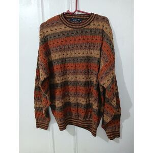 Vintage Protege Collection Mens Xl Biggie Geometric Textured GRANDPA SWEATER TAN